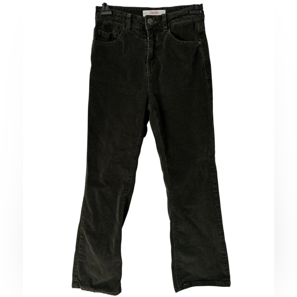 ORAIJE Paris Green Corduroy Boot Cut Pants size XS